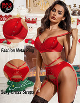 Conjunto de lencería con liguero y aros con estampado de leopardo de Avidlove, paquete de 3